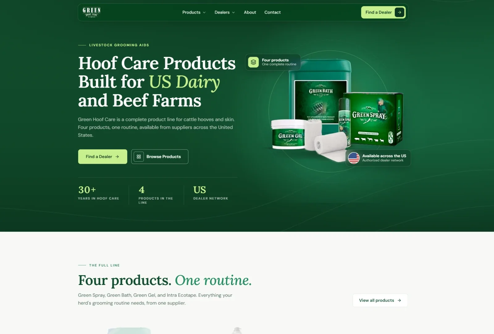 Homepage of a US hoof care brand website I built.
